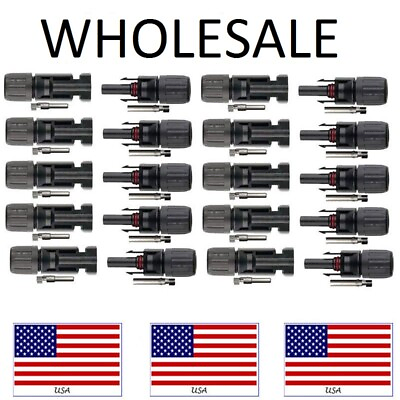 #ad 10 20 50 100 Pairs Male Female Wire Cable Connector Set Solar Panel Waterproof $59.99