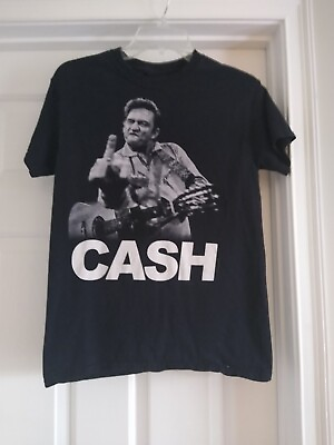 #ad JOHNNY CASH MIDDLE FINGER PUNK ROCK BAND Black T Shirt Small $19.00