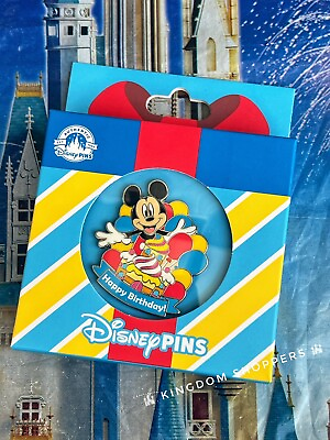 #ad 2024 Disney Parks Mickey Mouse Happy Birthday Cake amp; Balloons OE Pin $24.95