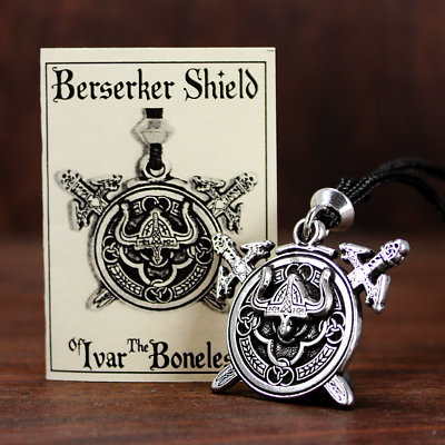 #ad Pewter Viking Necklace Berserker Shield Pendant Odin Norse Jewelry $19.99