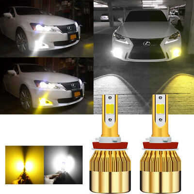 #ad H8 H11 Switch White Golden Yellow Dual Color COB LED Fog Light Lamp Bulbs DRL $20.99