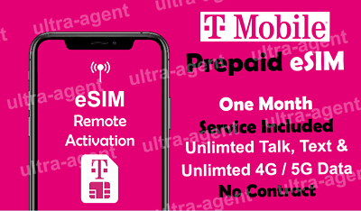 #ad T Mobile eSIM Unlimited Data 5G LTE 1 Month Remote Activation Please Read $24.98