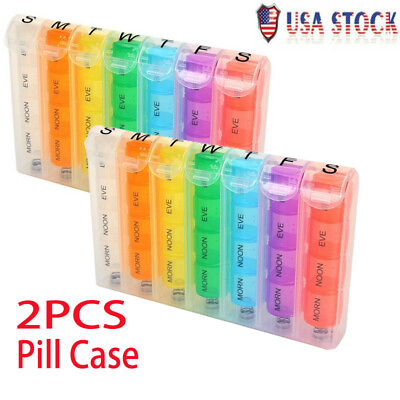 #ad 2x Weekly 7 Day Tablet Pill Medicine Box Holder Storage Organizer Container Case $14.29