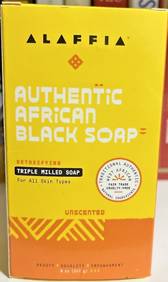 #ad Alaffia African Black Soap Bar Hemp Olive Leaf Triple Milled 🧼🌿🖤 $8.99
