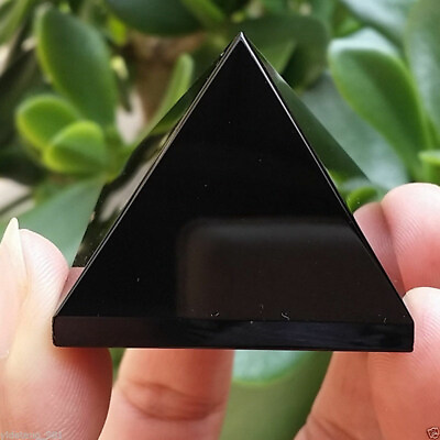 #ad Natural Black Obsidian Quartz Stone Pyramid Chakra Healing Reiki Crystal Tower $4.27