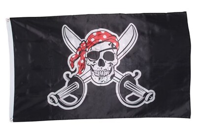 #ad 3x5#x27; Jolly Roger Pirate Bandana Red Hat Skull Crossbones Flag 3#x27;x5#x27; House Banner $6.99