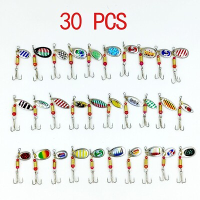 #ad 30pcs Colorful Fishing Lure inline Spinner Crankbait Baits Bass Trout Tackle $10.99