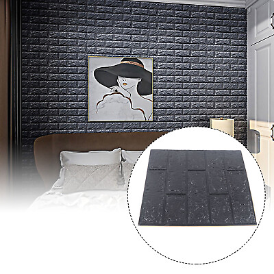 #ad 10Pcs Self Adhesive 3D Wall Sticker Tile Stone Brick Wallpaper Foam Panels Decor $11.69