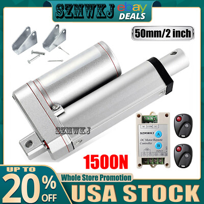 #ad US 12V DC Linear Actuator 1500N Electric Motor Lift 50mm 2quot; For Medical Auto Car $19.99