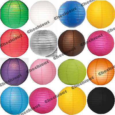 #ad 6x 12x Round 12quot; Color Paper Lanterns with LED Light Wedding Party Decoration $16.15