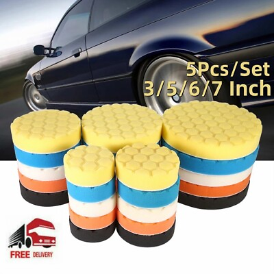 #ad 7 6 5 3INCH Car Buffing Pads Polishing Waxing Foam Polisher Sponge Kit for Drill $13.99