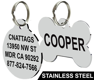 #ad Stainless Steel Pet ID Tags Dog Tags Personalized Front and Back Engraving $4.95