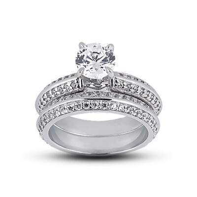 #ad 2.64ct F VS2 Round Natural Certified Diamonds 14k Classic Matching Bridal Set $4189.00