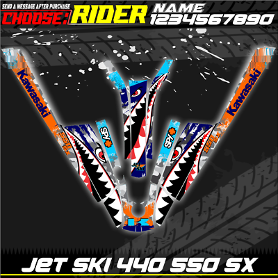 #ad kawasaki jet ski 440 550 sx shark kit graphics decals stickers wrap 550sx $160.00