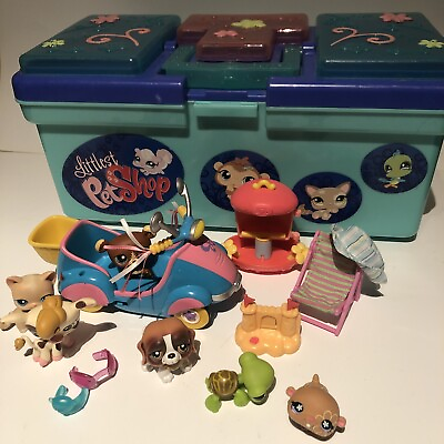 littlest pet shop case LPS animals and accessories lot missing latch on case C $25.36