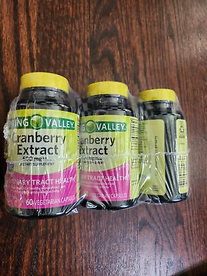 #ad Pack Of 3 Spring Valley Cranberry Extract 500mg Vegetarian Capsules 60ct NEW $23.99