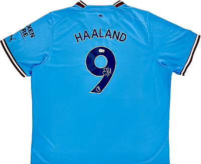 #ad 22 23 Erling Haaland Signed Manchester City Blue Jersey BAS Beckett Witnessed $698.79