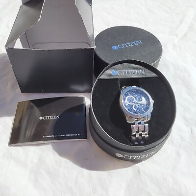 #ad Citizen Eco Drive Mens Wrist Watch WR 100 Silver and Blue With Box $189.99