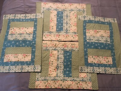 #ad Set of 4 Lime and teal green Retro Patchwork Placemats New without Tags $15.00