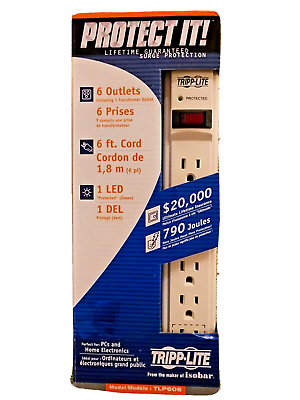 #ad Tripp Lite TLP606 Power Strip Surge Protection 6 Outlet 6ft Cord 15A 120V $14.99