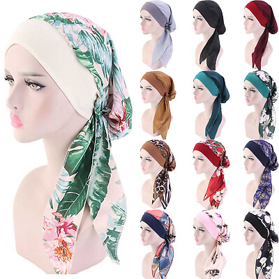 #ad Women Cancer Head Scarf Chemo Pirate Cap Hair Loss Hat Muslim Turban Headwear $ $5.28