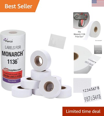 #ad White Pricing Labels 8 Rolls 14000 Price Marking Labels Ink Roll Included $53.99