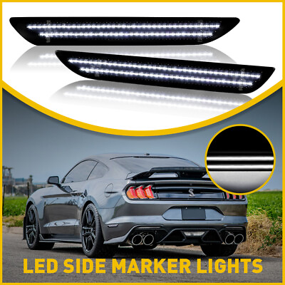 #ad Fits 2015 2022 Smoked Mustang Ford White Rear Side LED Marker Lights Accessories $23.21