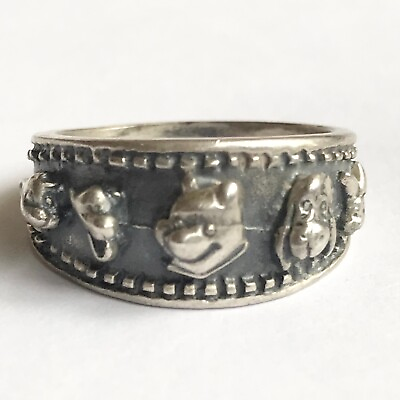 #ad Vintage Disney Winnie the Pooh Ring Size 7 Tigger Eeyore Piglet Roo 925 Silver $44.99