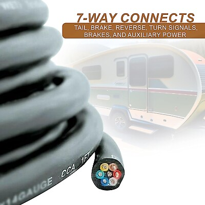 #ad 7 Way Trailer Tow Wire 14 Gauge 7 colors 25ft spool for Camper Trailer RV Dolly $32.29