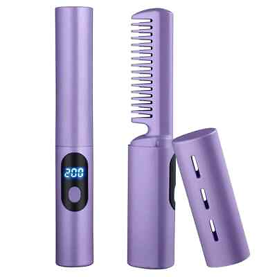#ad 2 In 1 Lazy Straightener Hair Hot Comb Portable USB Rechargeable Hair Styling $17.88