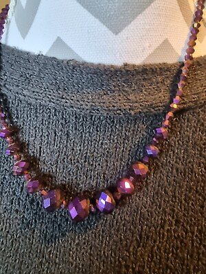 #ad Stunning Luminous Purple Blue Short Necklace Vgc GBP 4.49