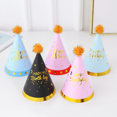 #ad Birthday Hat DIY Party Decoration Cone Cap Bronzing Easy to Make Lightweight C $9.30