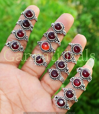 #ad Garnet Gemstone Small Ring 100pcs Wholesale Lot 925 Sterling Silver Plated Rings $85.49