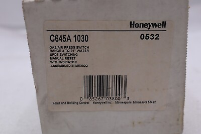 #ad #ad Honeywell C645A 1030 C645A1030 Gas Air Pressure Switch 3 to 21 in New #4402 $100.00