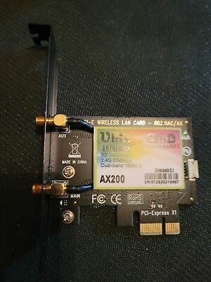 #ad Computer Ubit Ax Wifi 6 Card Dual Band 160 MHz 5G:2400 Mbps AX200 No Antennas $24.99