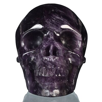 #ad 4.96 quot; Natural Amethyst Hand Carved Skull HeadReiki Healing#37W46 $238.00