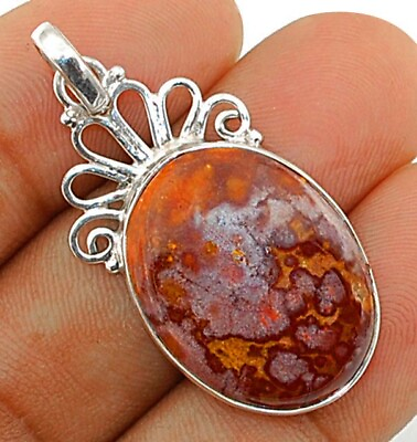 #ad Natural Crazy Lace Agate 925 Solid Sterling Silver Pendant JH2 5 $31.99