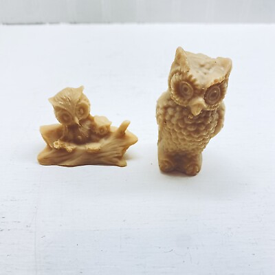#ad Vintage Made In Mexico Carved Stone Owl Figurines Sculptures Set Of 2 $16.95