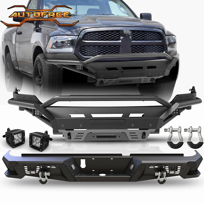#ad 4 IN 1 Front Bumper Assembly Rear Bumper w D Rings For 2013 2018 Dodge Ram 1500 $977.95