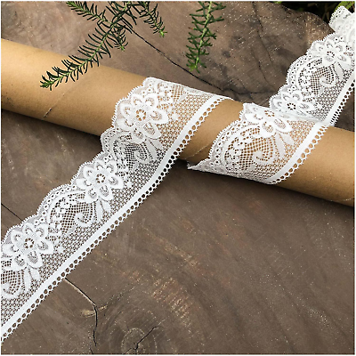 #ad 2 Inch Lace Trim 5Cm in Width 6 Yards Long White Lace Ribbon for Dressing Sewi $10.26
