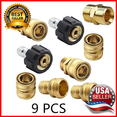 #ad #ad 9Pc Pressure Washer Adapter Set Quick Disconnect Kit M22 Swivel to 3 8#x27;#x27; Connect $22.95