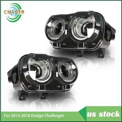 #ad For 2015 2018 Dodge Challenger Headlight DriverPassenger Side Pair Clear Lens $213.37