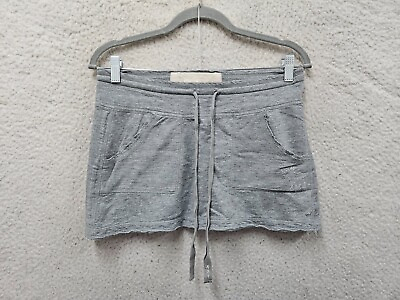 #ad Abercrombie Fitch Women Skirt Small Gray Cotton Drawstring Straight Pencil Mini $15.29