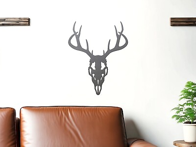 #ad DEER SKULL Metal Buck Head Wall Art Sign Cabin Hunting Lodge Decor Silhouette $30.00