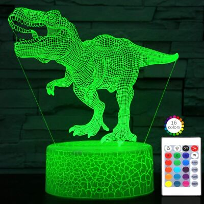 #ad Dinosaur 3D Night Light for Kids toys 16 Colors Changing Remote Led Light $20.99