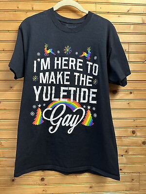 #ad Im Here Im To Make The Yuletide Gay Christmas Tree Rainbow Pride Xmas T Shirt $9.99