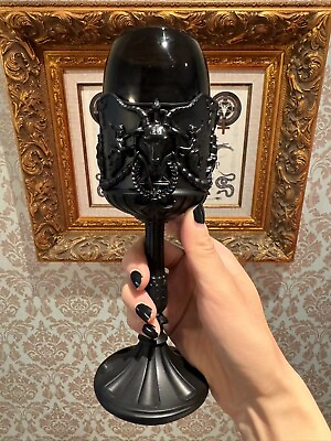 #ad Dark Prince Black Baphomet Skull Pentagram Glass Goblet New with Box $27.99