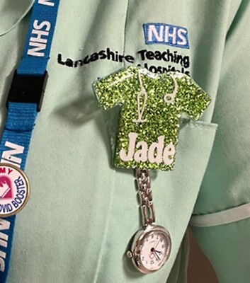 #ad Personalised Name ID Badge Glitter Nurse Watch Scrubs Hospital 6 letters MAXIMUM GBP 8.99