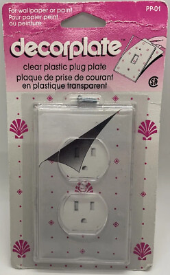 #ad Decorplate Clear Plastic Plug Plate cover Double Outlet for Wallpaper or PAINT $10.47