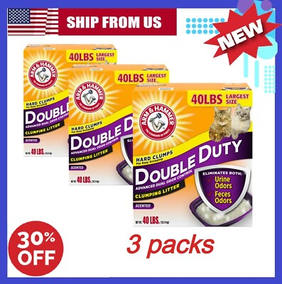 #ad Arm Hammer Double Duty Dual Advanced Control Clumping Cat Litter 40Lb 3 pack $54.29